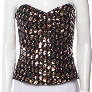 Smythe | Sequin and Velvet | Strapless | Top | Black, silver, gold | S